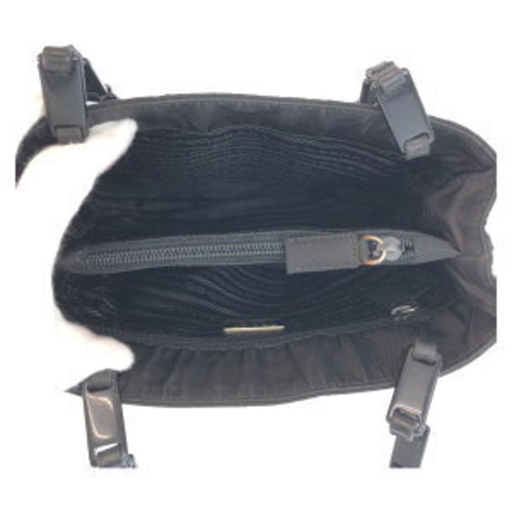 Prada triangular bag tote black Tessuto nylon shoulder logo plate - Picture 8 of 10